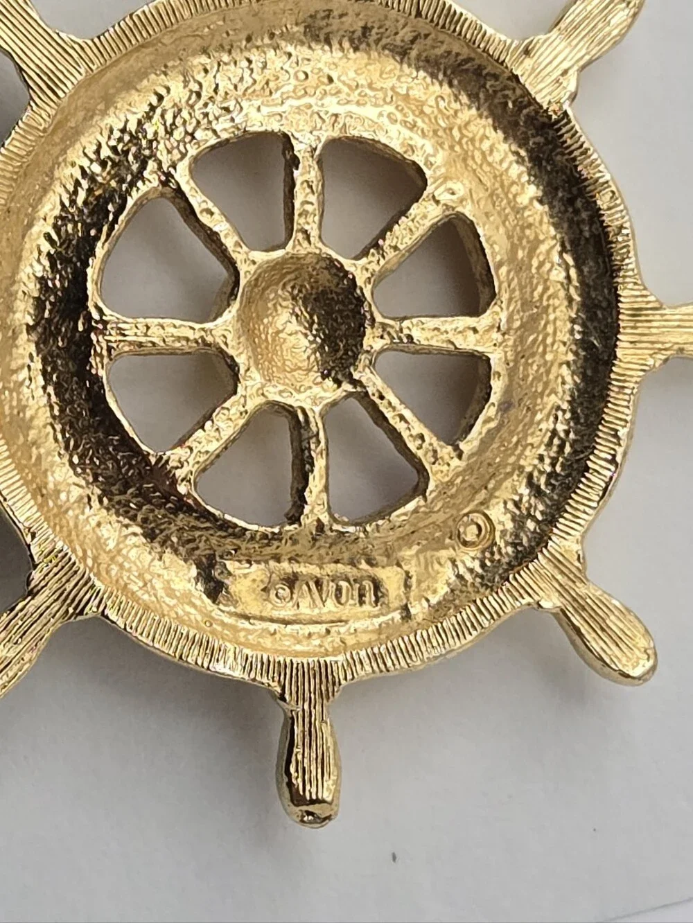 Avon Gold & Red Nautical Ship Wheel Earrings Vintage Style